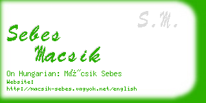sebes macsik business card